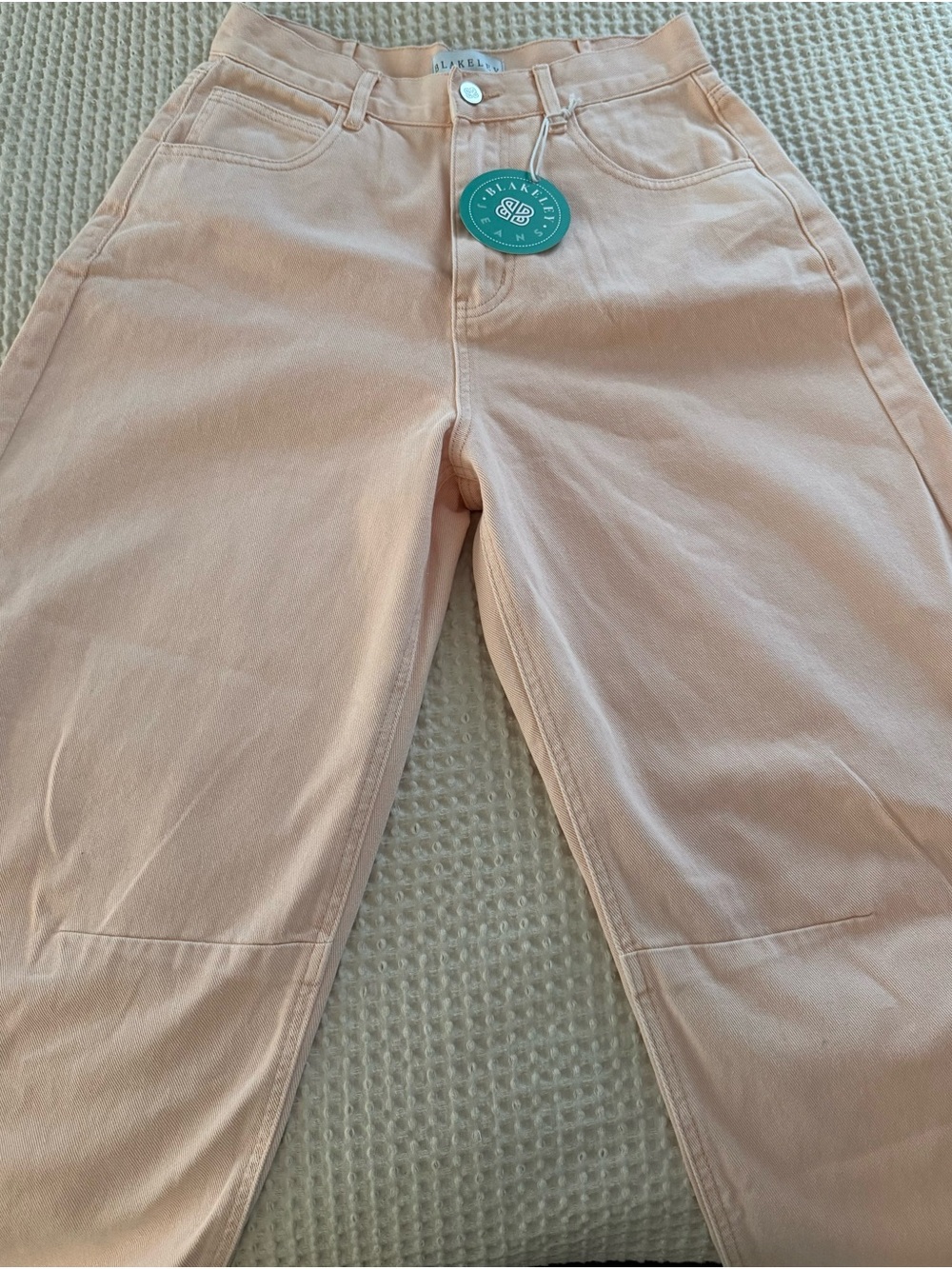 Blakeley Bex Peach High Rise Barrel Leg Jeans NWT 5 - Picture 5 of 10